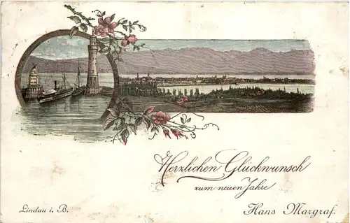 Lindau im Bodensee - Neujahr - Litho -611130