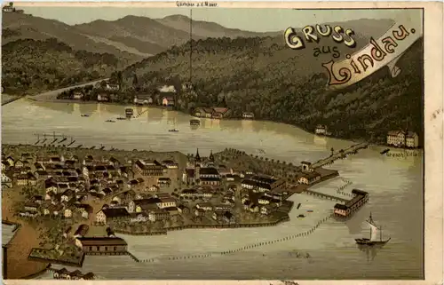 Gruss asu Lindau - Litho -611150
