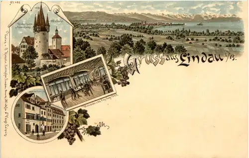 Gruss aus Lindau - Weinstube Frey - Litho -612168