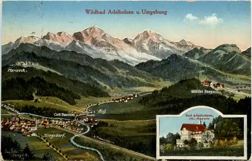 Wildbad Adelholzen und Umgebung - Künstler-AK Eugen Felle -609820