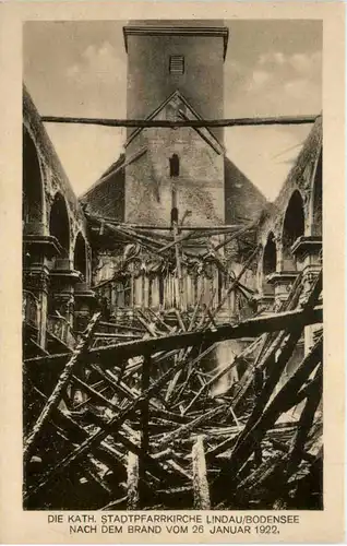 Lindau - Kath. Stadtpfarrkirche nach dem Brand 1922 -611670