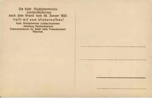 Lindau - Kath. Stadtpfarrkirche nach dem Brand 1922 -611670