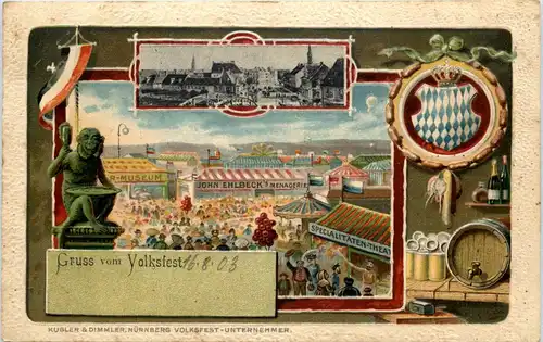 Nürnberg - Gruss vom Volksfest - Litho -610040