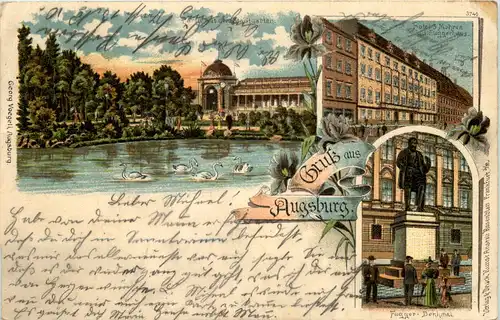 Gruss aus Augsburg - Litho - Bahnpost -610100