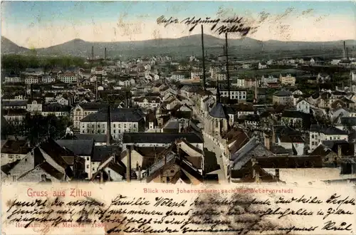 Zittau, Blick vom Johannesturm nach der Webervorstadt -382898