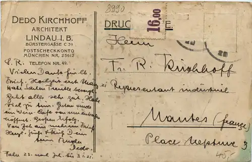 Lindau - Architekt Dedo Kirchhoff - Neujahr 1921 -611560
