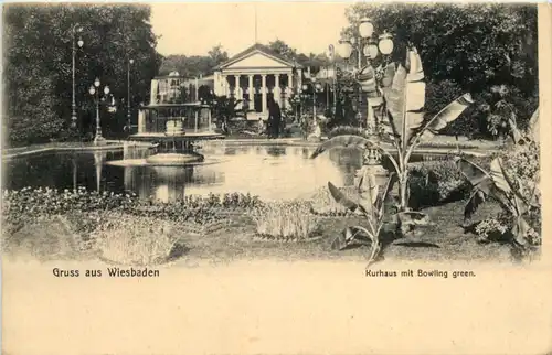 Wiesbaden, Kurhaus mit Bowling green -510486