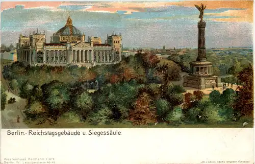 Berlin, Reichstagsgebäude u. Siegessäule -509328