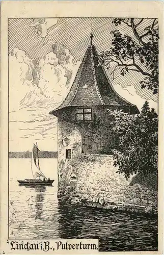 Lindau - Pulverturm - Künstler-AK Eugen Felle -612200