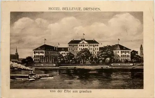 Dresden, Hotel Bellevue, von der Elbe aus gesehen -511276