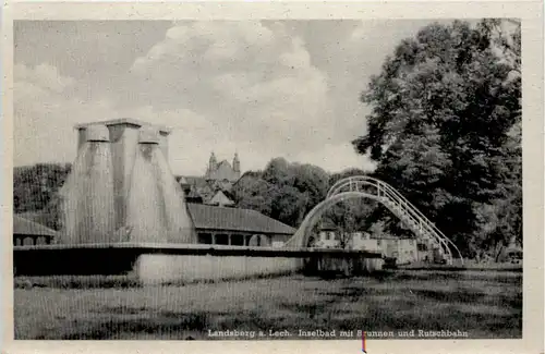 Landsberg a. Lech, Inselbad mit Brunnen und Rutschbahn -510732