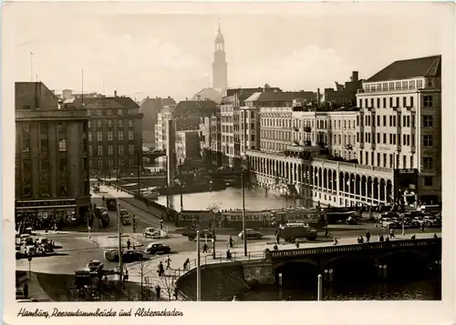 Hamburg, Reesendammbrücke und Alsterarkaden -509264
