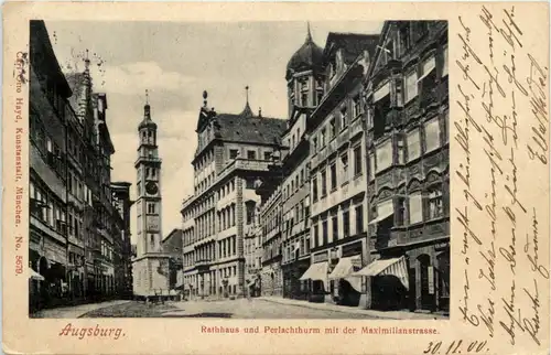 Augsburg, Rathaus u. Perlachturm mit der Maximilianstrasse -509584