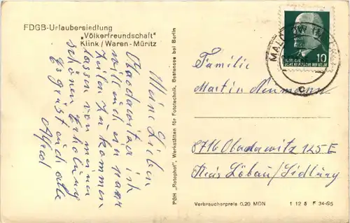 Waren-Müritz, FDGB-Urlaubersiedlung Völkerfreundschaft -510934