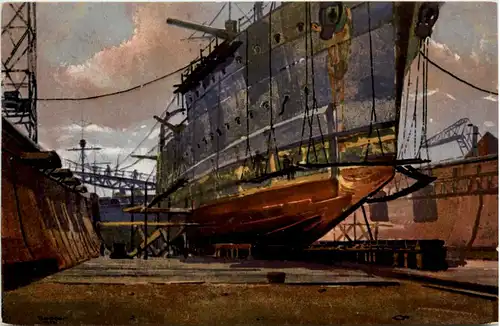 Wilhelmshaven - Kreuzer im Trockendock -492062