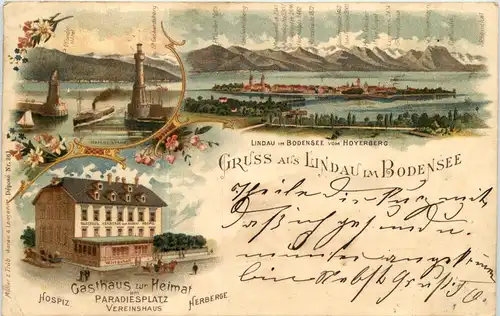 Gruss aus Lindau - Litho - Gasthaus zur Heimat -612934