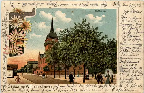 Gruss aus Wilhelmshaven - Rathaus - Litho -492282