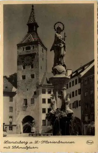 Landsberg a. Lech, Marienbrunnen mit Schmalzturm -510724