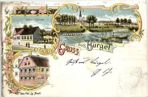 Offenbach - Gruss aus Bürgel - Litho -493382