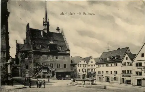 Pössneck - Markt mit Rathaus -614146