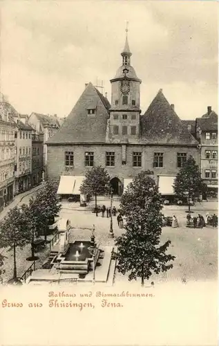 Jena - Rathaus und Bismarckbrunnen -614344