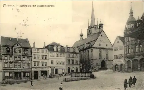 Pössneck - Marktplatz mit Mauritiuskirche -614152