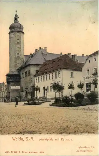 Weida - Marktplatz mit Rathaus -614172