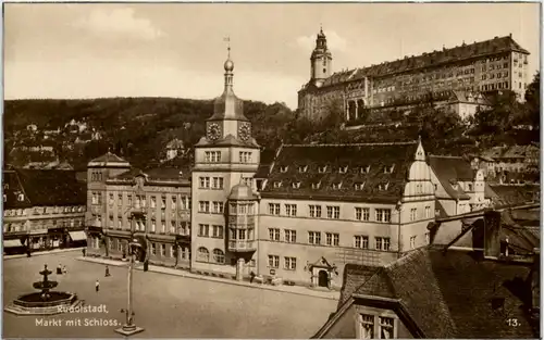 Rudolstadt - Markt mit Schloss -614808