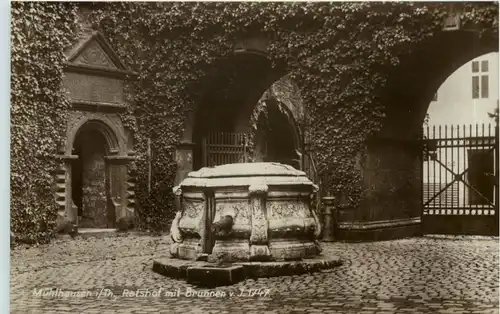 Mühlhausen - Ratshof mit Brunnen -614888