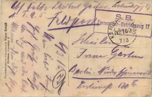 Frankreich 1916 - Feldpost Fernsprech Betriebszug 17 -615422