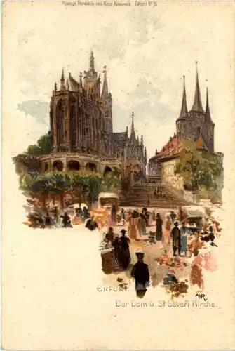 Erfurt - Der Dom und St. Severi Kirche - Litho -618384