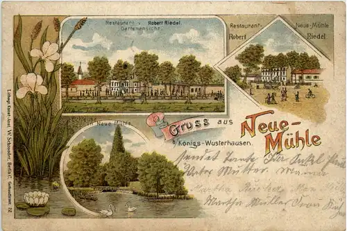 Königs-Wusterhausen Gruss aus Neue-Mühle - Litho -616796