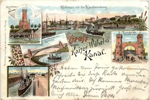 Kiel - Gruss vom Kaiser Wilhelm Kanal - Litho -617398