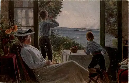 Künstlerkarte Sigvard Hansen - Flotten-Manöver -618864