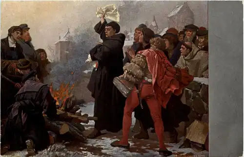 Martin Luther verbrennt die Bannbulle -618674