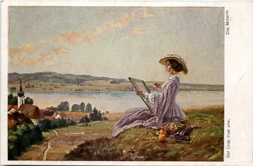 Künstler AK CArl Leop. Voss - Die Malerin -619014