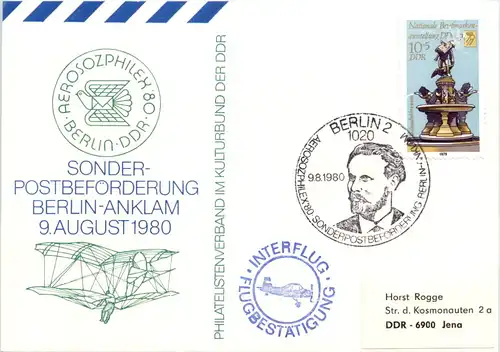 Sonderpostbeförderung Berlin Anklam 1980 -617656