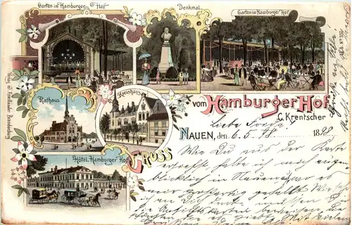 Nauen - Gruss vom Hamburger Hof - Litho -616792