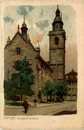 Erfurt - Wigbertikirche - Litho -618362