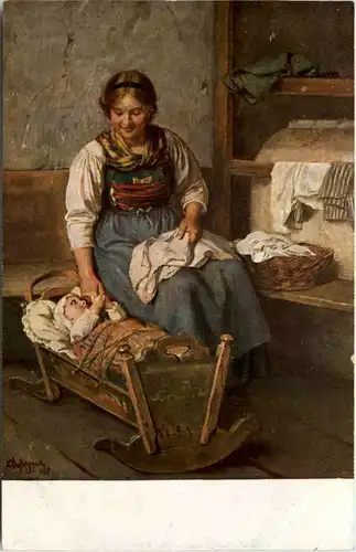 Künstler AK - F. von Defregger - Mutterglück -618982