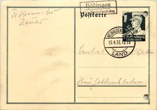 Ganzsache - Landpost Hödingen über Neuhaldensleben -617812