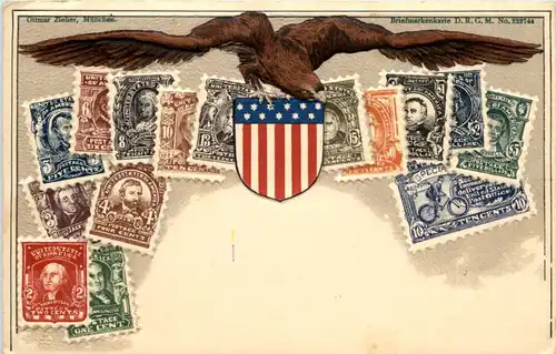 Briefmarken USA - Litho Prägekarte -620180