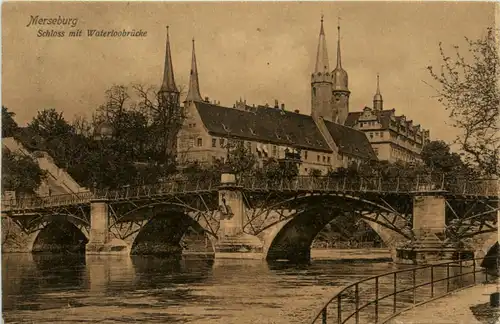 Merseburg, Schloss mit Waterloobrücke -395826