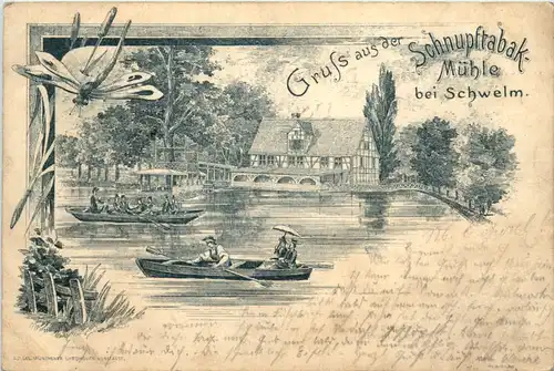 Gruss aus der Schnupftabak Mühle bei Schwelm - Litho - Vorläufer -620874