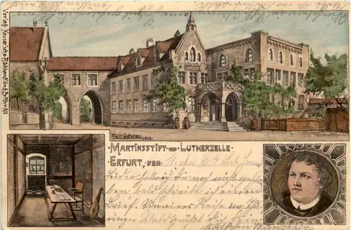 Erfurt - Martinsstift und Lutherzell - Litho -618632