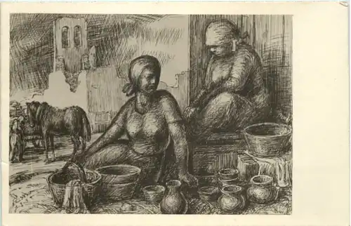 Künstler AK - Russische Freuen auf dem Markt -619676