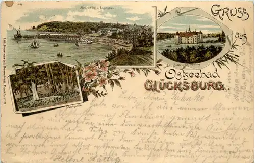 Gruss aus Ostseebad Glücksburg - Litho 1895 -620840