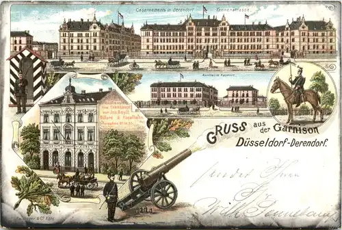 Düsseldorf - Gruss aus der Garnison Derendorf - Litho -621840