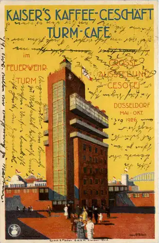 Düsseldorf - Kaisers Kaffee Geschäft im Feuerwehr Turm Ausstellung 1926 -621930