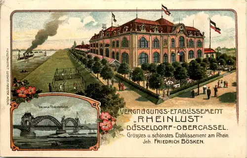 Düsseldorf-Obercassel - Vergnügungs Etablissement Rheinlust - Litho -622864